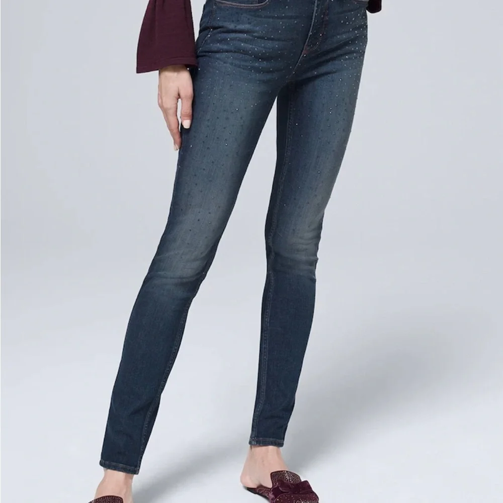 ⭐️NEW⭐️SPARKLES ✨White House Black Market (WHBM) The Skinny Ankle Blue Jeans - Picture 5 of 11